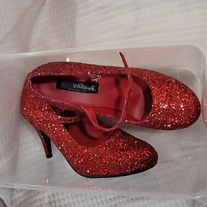 Red glitter shoes